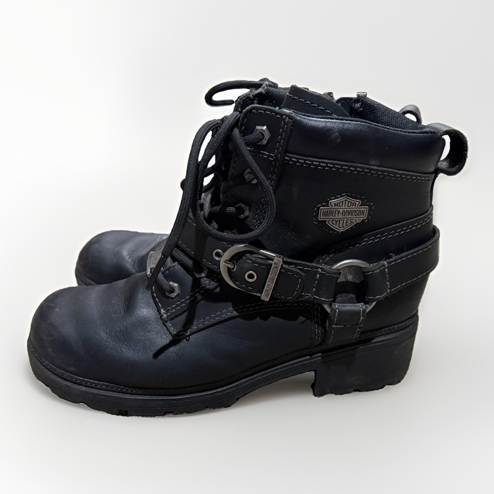 Harley-Davidson Tegan D84424 Black Leather Moto Boots Women's 7